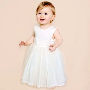Baby Girls Ivory Diamante Organza Christening Dress